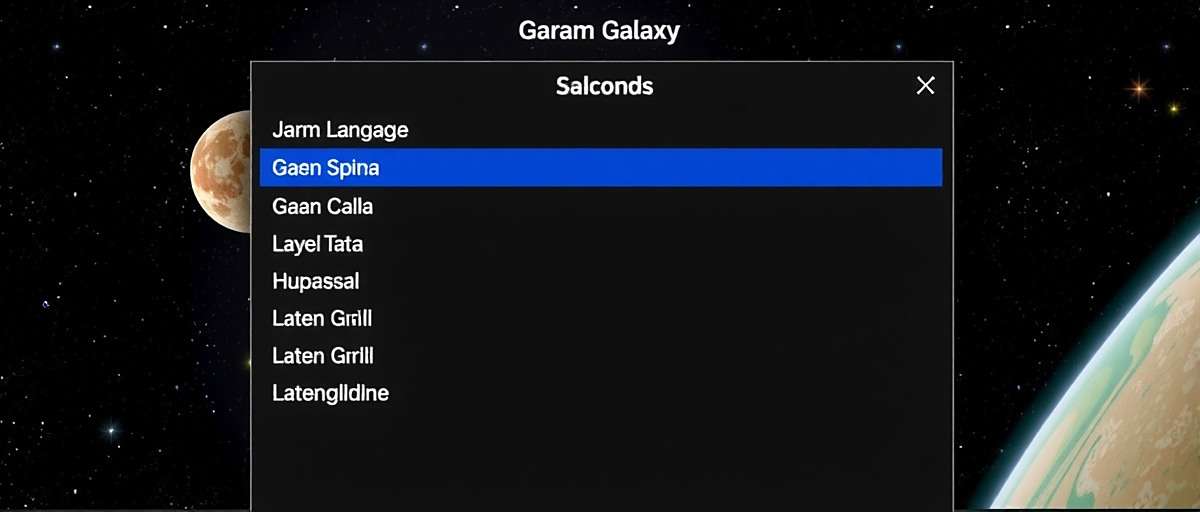 Garam Galaxy language selection screen showing various Indian language options