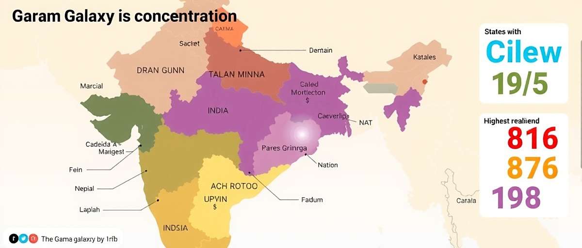 Map of India highlighting states with highest Garam Galaxy player concentration